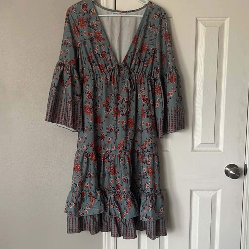 MISSLOOK Dress Size M blue with warm toned paisley pattern-like NEW!